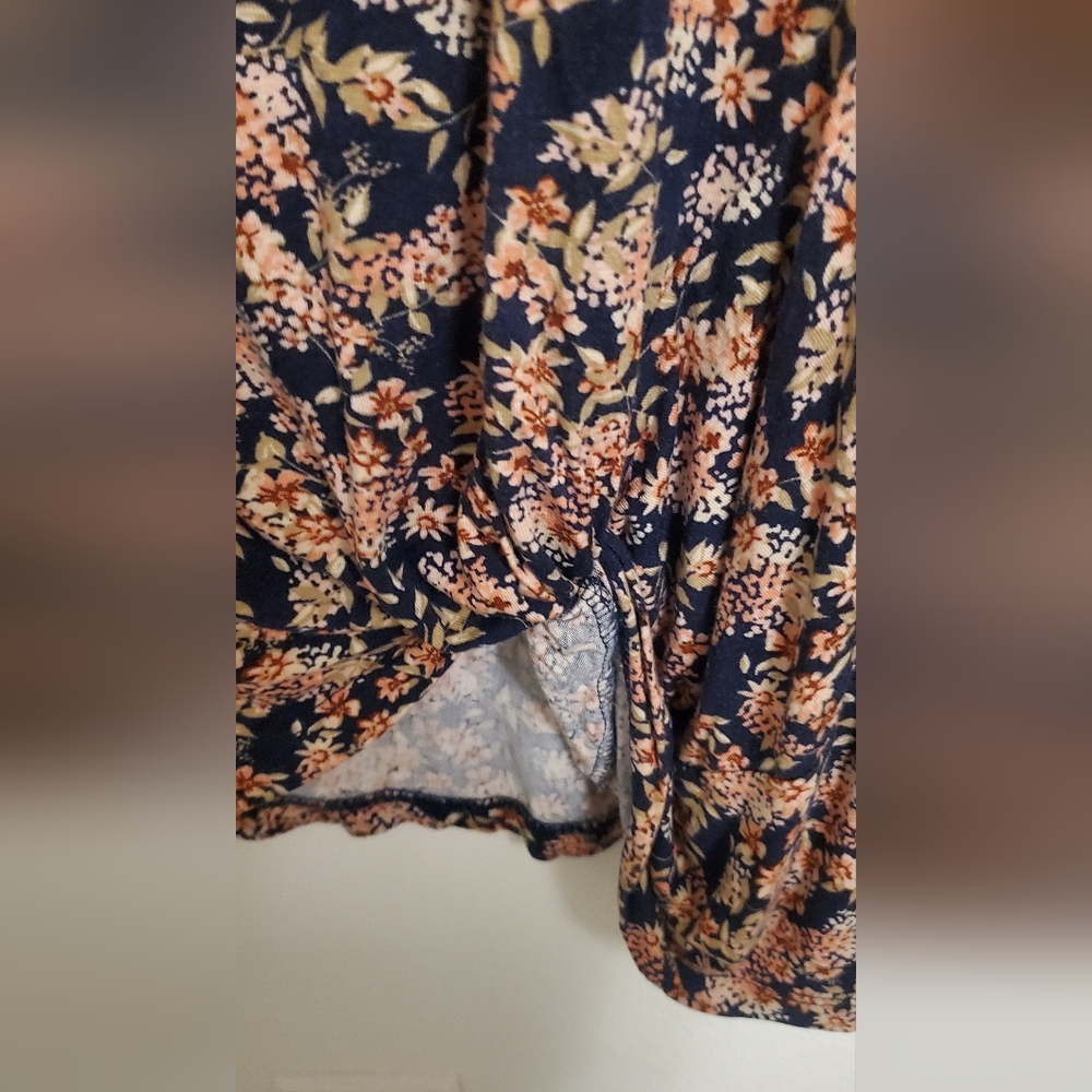 Cameo Twist Front Floral Print Women's Top Size 2X Spring Boho Peasant Homestead - Picture 4 of 6